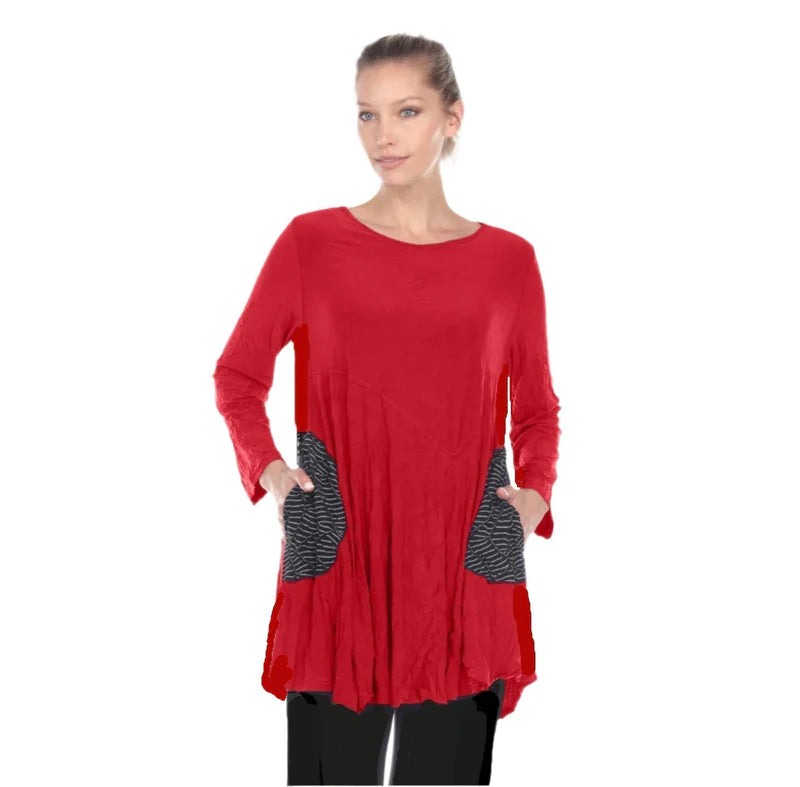 Moonlight Crinkle Textured Tunic W/ Pockets -2754