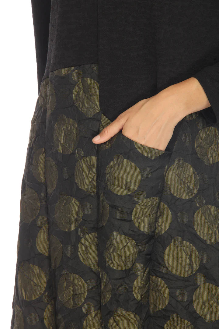 Moonlight Two-Tone Textured Bubble Dress-3558 Olive/Black