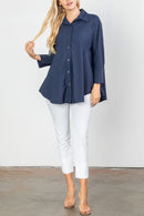 IC Collection High/Low Button Down Blouse-IC-3778B-DUP