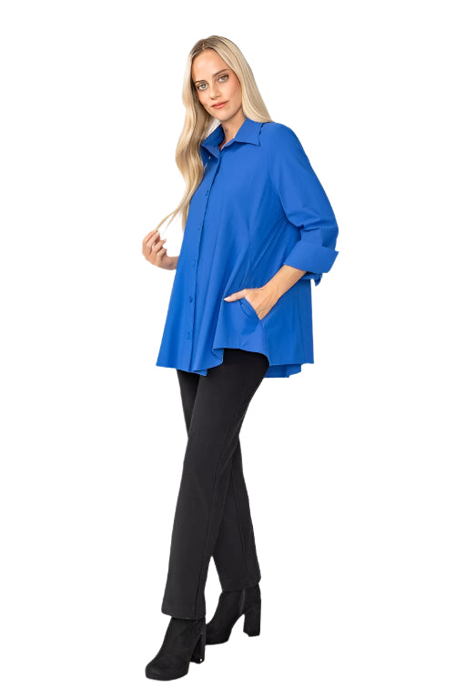 IC Collection High/Low Button Down Blouse-IC-3778B-DUP