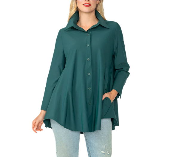 IC Collection High/Low Button Down Blouse-IC-3778B-DUP