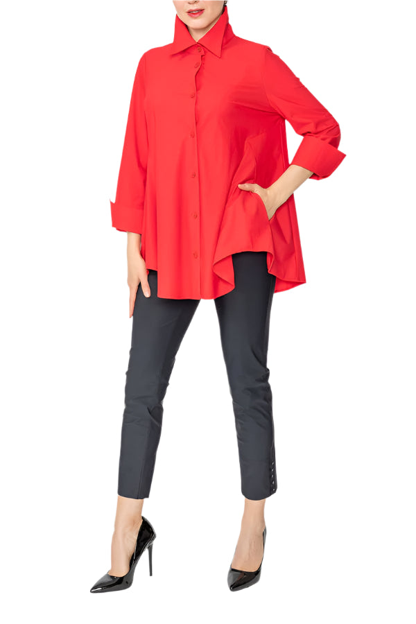 IC Collection High/Low Button Down Blouse-IC-3778B-DUP