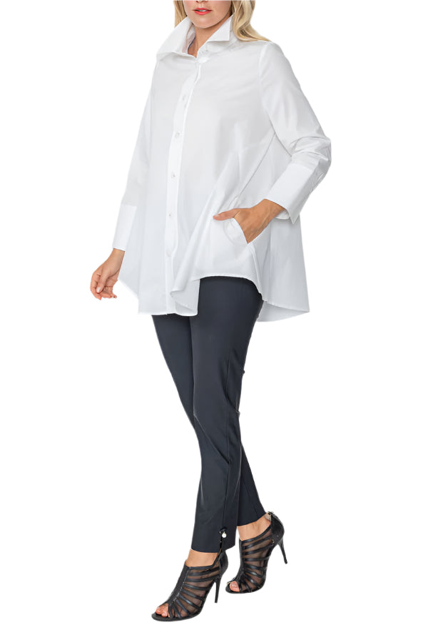 IC Collection High/Low Button Down Blouse-IC-3778B-DUP