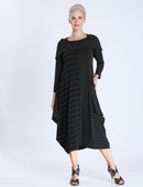 IC Collection Off-Shoulder Dress-3865D-STRIPED