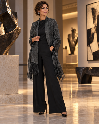 Joseph Ribkoff Metallic Sparkle Fringe Scarf-264958