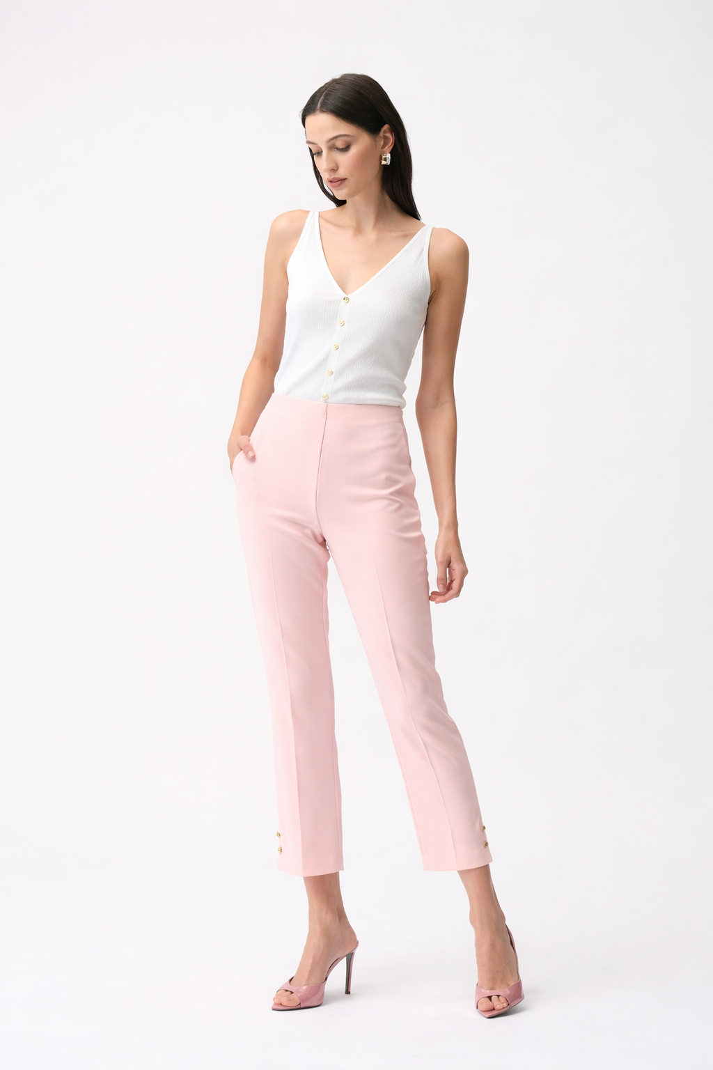 Joseph Ribkoff Recycled Satin Boxy Top With Gold Buttons-261249