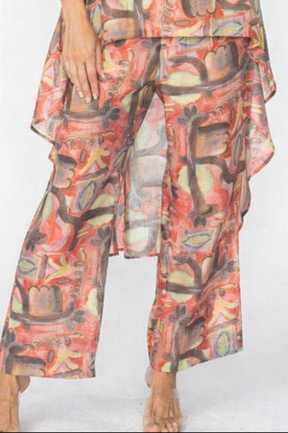 IC Collection Tencel Abstract Print Pull on Pant-C1104P