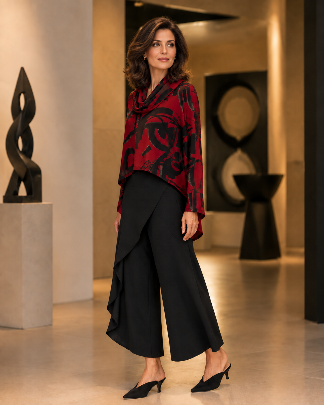 By JJ Abstract Cowl-Neck Topper-IP-406, view 6