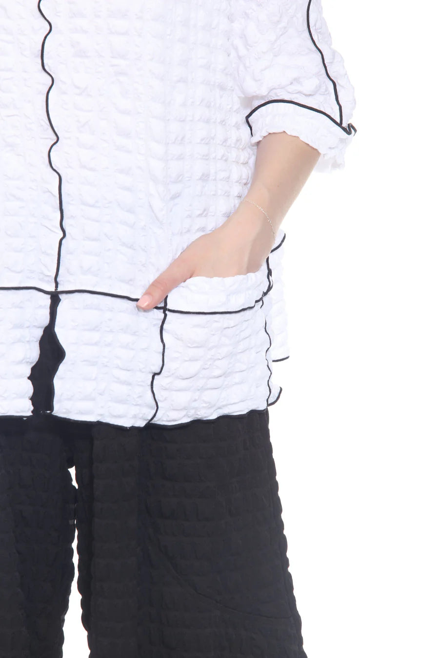 Moonlight Crinkle Contrast Edge Tunic-ML-4073