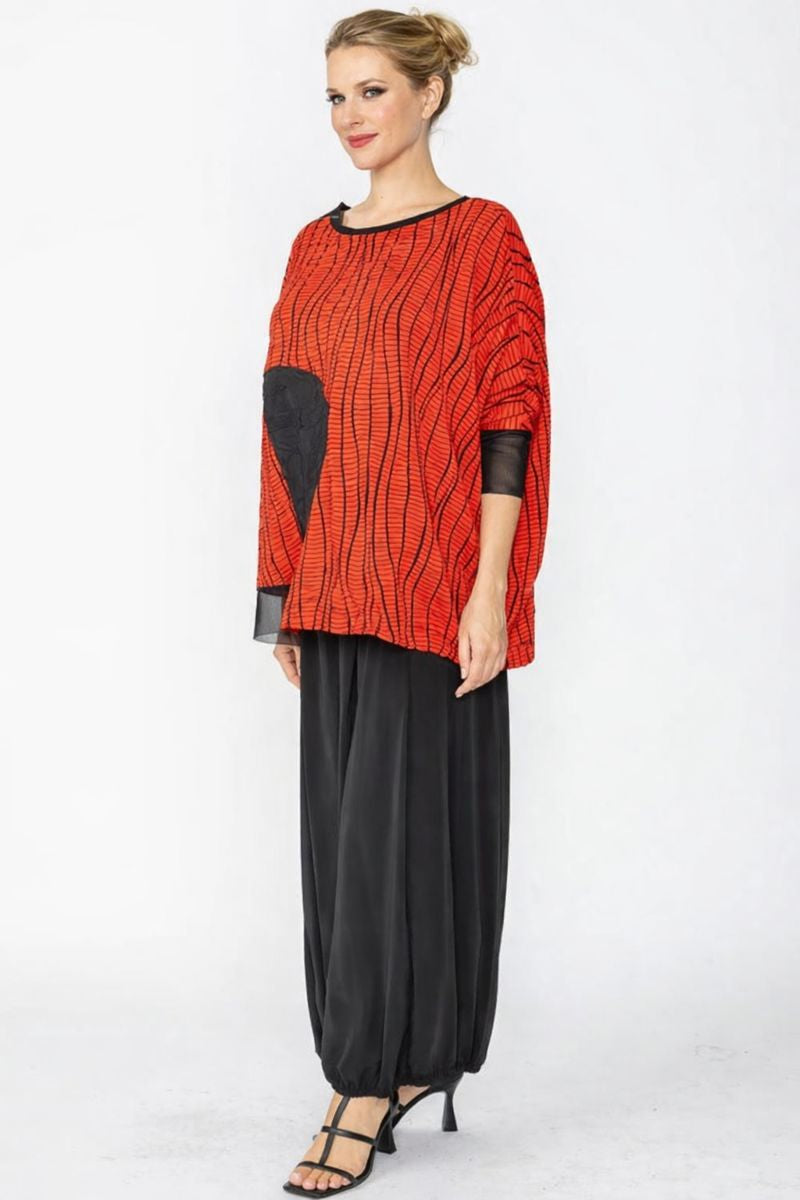 IC Collection Top With Mesh Sleeve-7812T