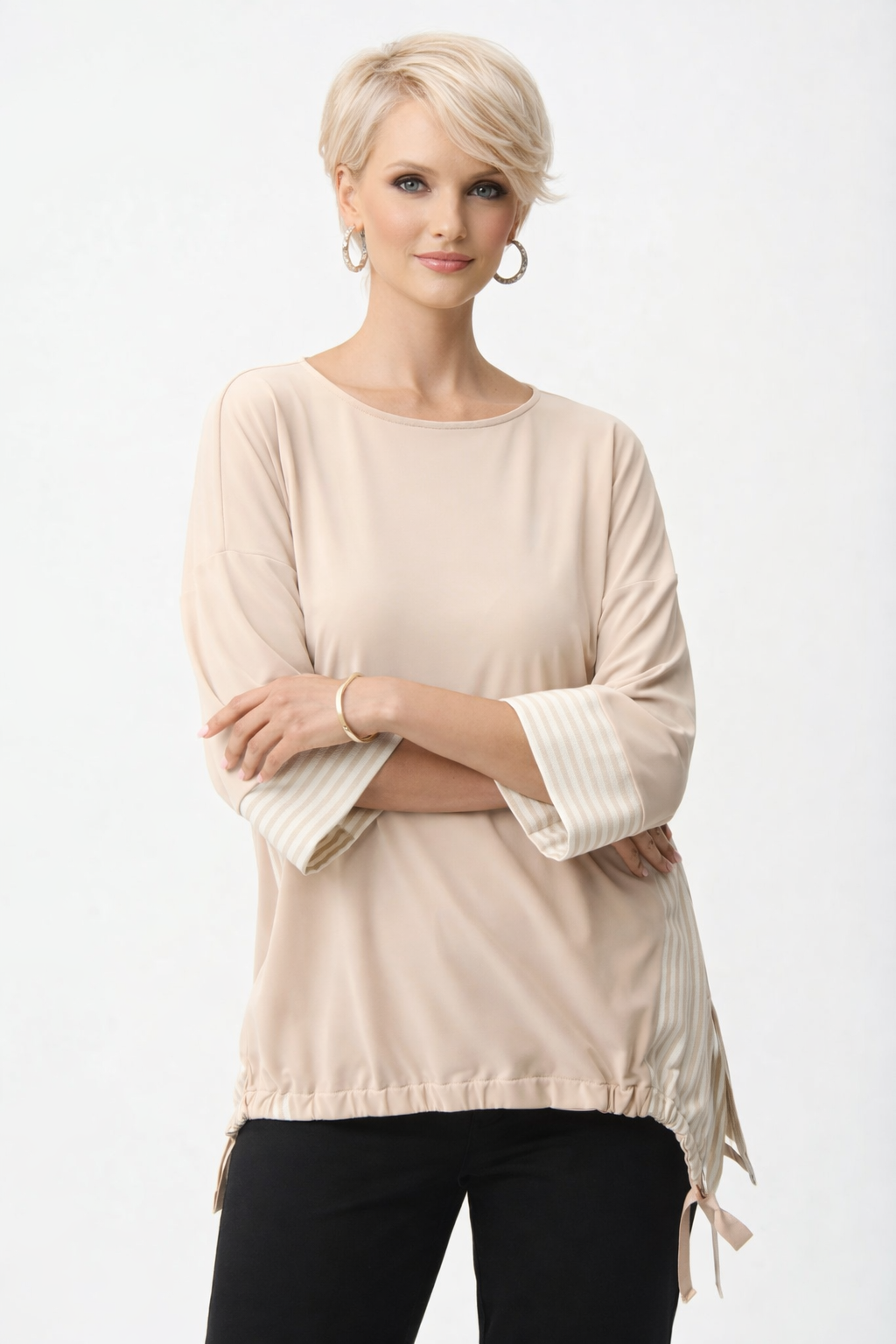 Joseph Ribkoff Silky Knit Stripe High-Low Top-261193