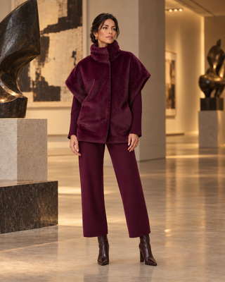 Joseph Ribkoff Faux Fur Funnel-Neck Boxy Vest-263918
