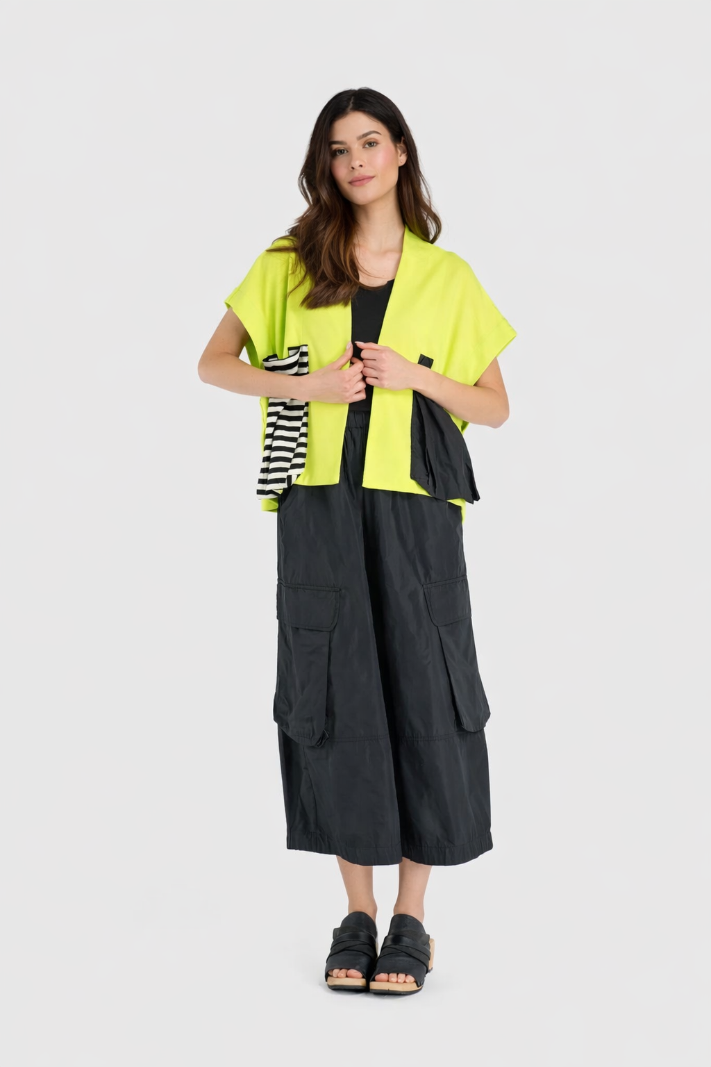 Urban Swish Wide Cargo Pants, Black-UP149B
