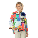 One Button Floral-Print Asymmetric Jacket- 7261J