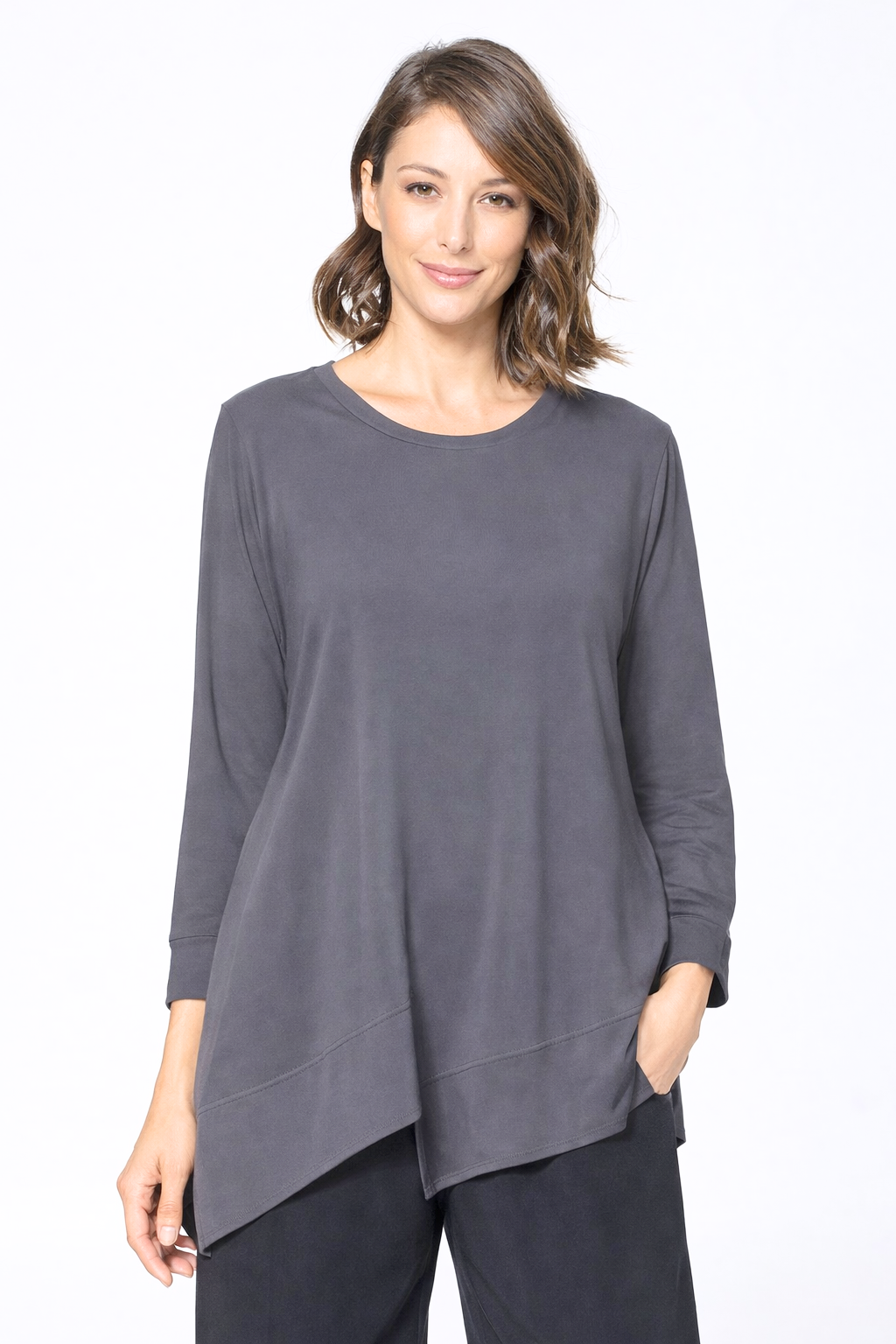 By JJ Asymmetric Hem Long Sleeve Tunic-IT-101B