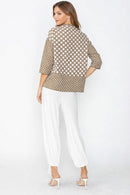 IC Collection Dot Print 3/4 Sleeve Top-C1105T