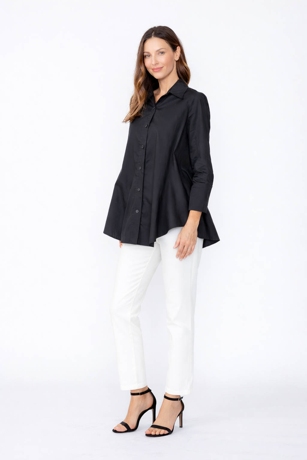 IC Collection White Button Down Blouse-IC-3758B