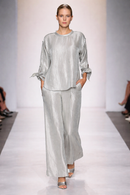 IC Collection Shimmer Tie-Sleeve Boxy Top-7648T