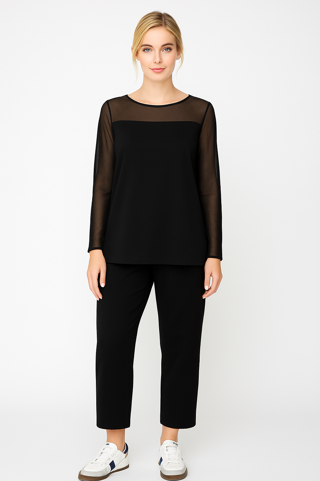 IC Collection Mesh Sleeve Tunic-IC-5602T