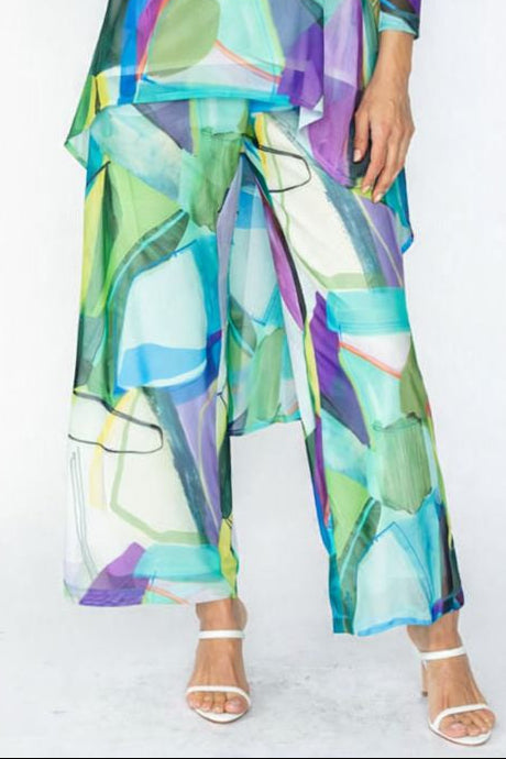 IC Collection Wide Leg Shiny Pants-7668P