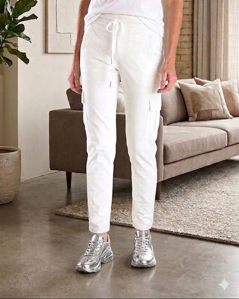 Alembika Snake Iconic Stretch Jeans, White-SP526W