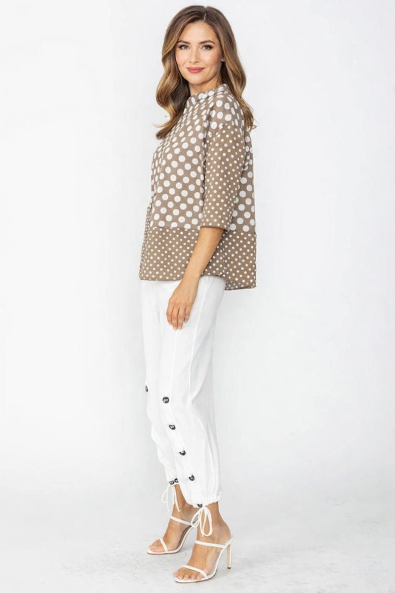 IC Collection Dot Print 3/4 Sleeve Top-C1105T