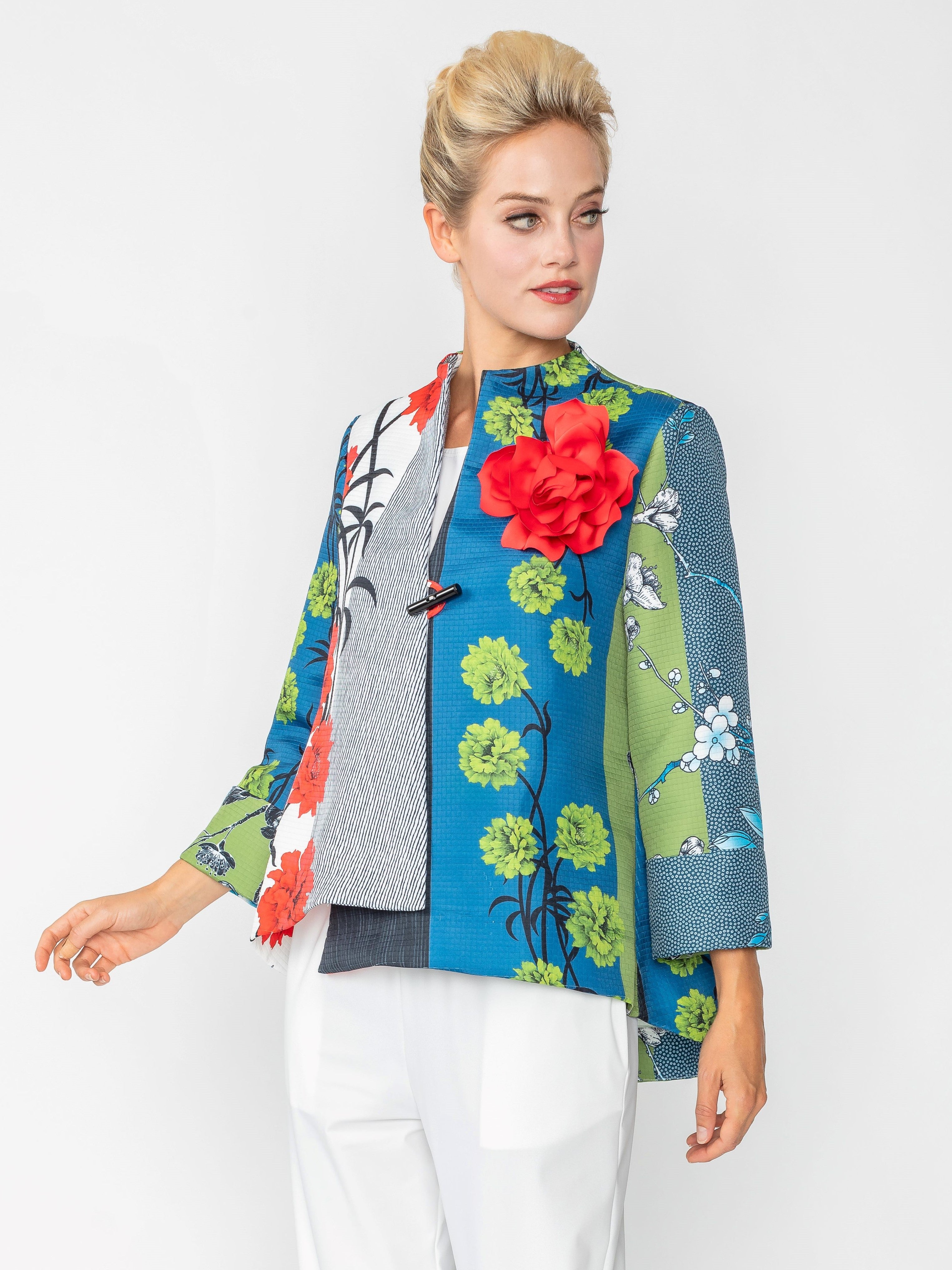 IC Collection Mix Media Asian Flair Jacket | Unique Apparel USA
