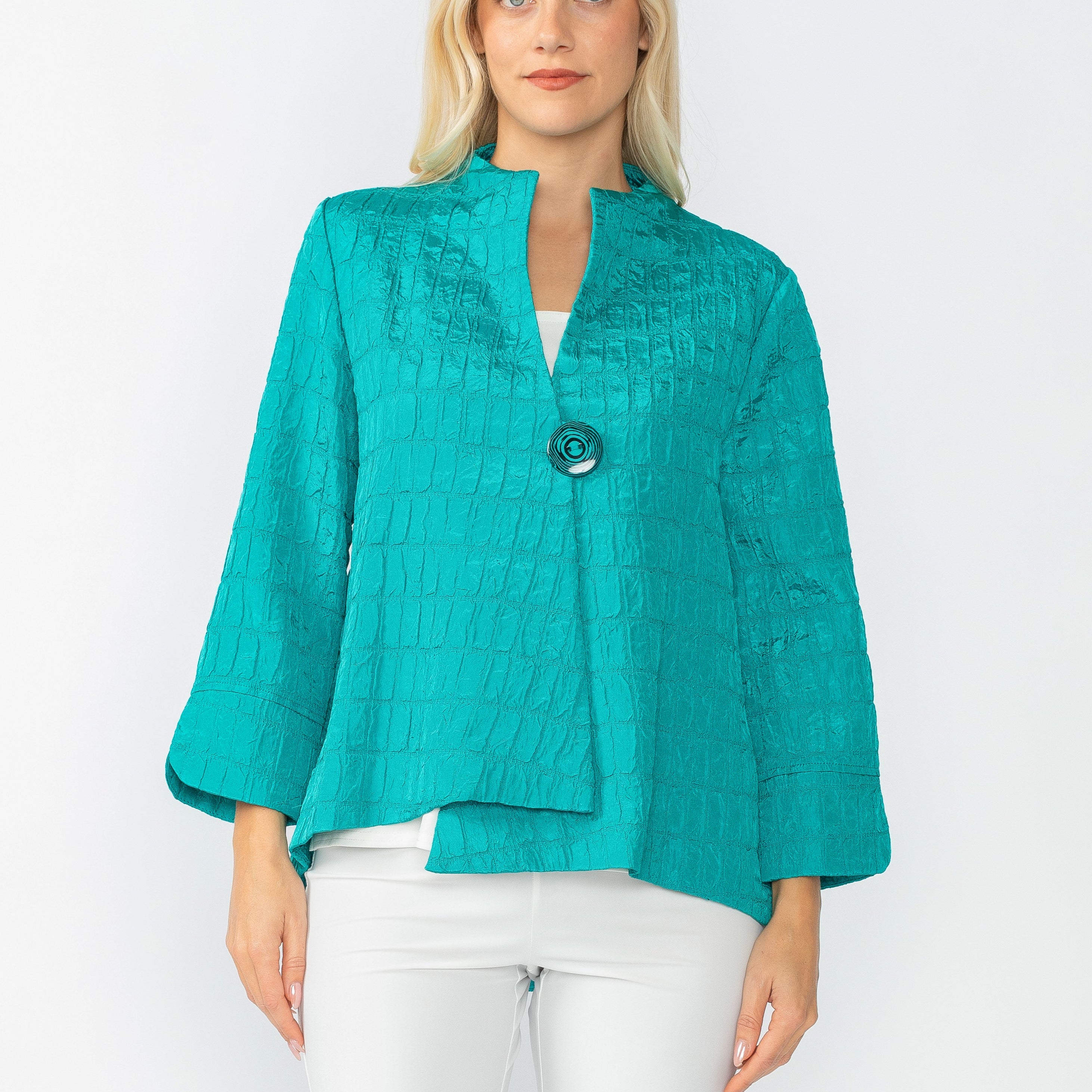 IC Collection Crinkle One Button Jacket-IC-6288J – Unique Apparel USA