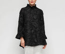 IC Collection Ruffle Collar Embossed Top-IC-6402T