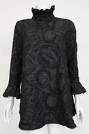IC Collection Ruffle Collar Embossed Top-IC-6402T