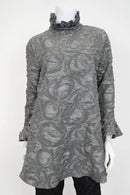 IC Collection Ruffle Collar Embossed Top-IC-6402T