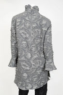 IC Collection Ruffle Collar Embossed Top-IC-6402T