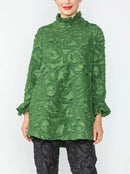 IC Collection Ruffle Collar Embossed Top-IC-6402T
