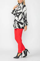 Abstract Print Front Zipper Jacket-6508J