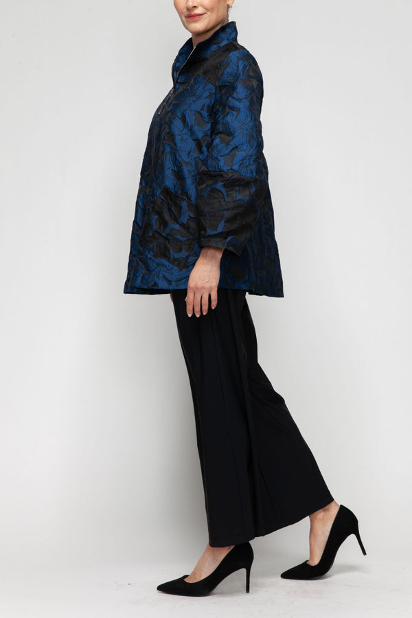 IC Collection Raised Floral Zip Up Jacket-IC-6673J