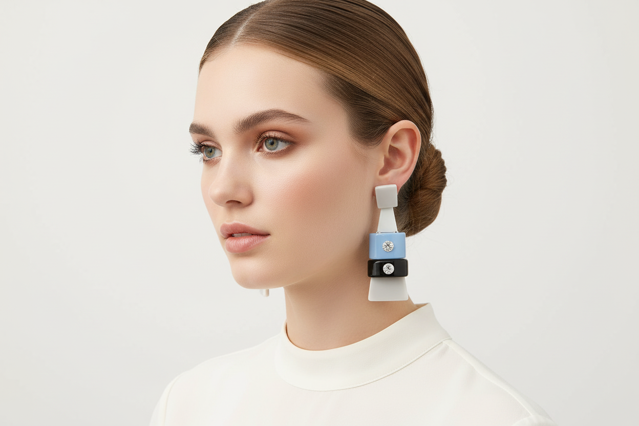 Jeff Lieb Geometric Colorblock Crystal Drop Earrings - 9458