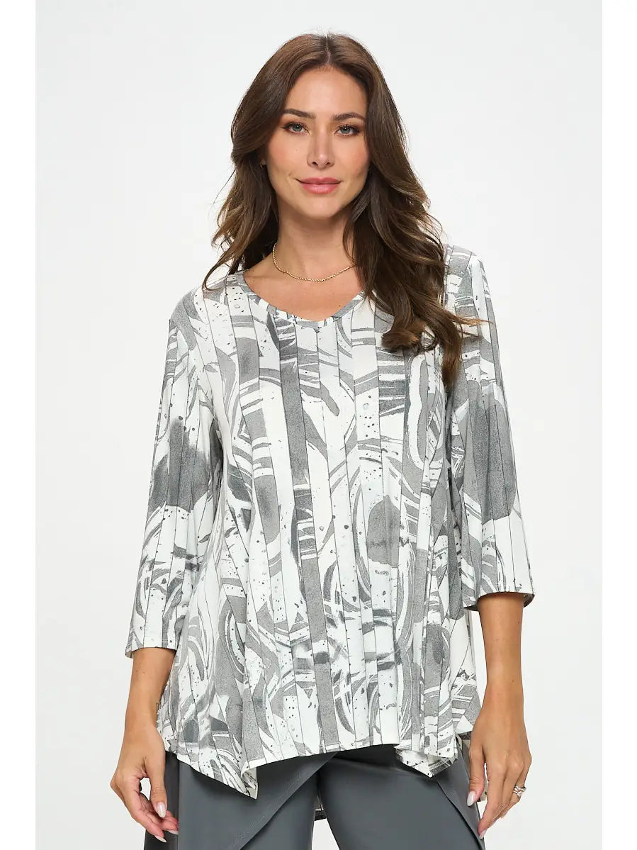 By JJ 3/4 Sleeve V-Neck Blouse-SF-204P