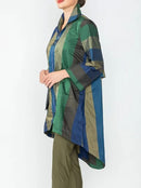 IC Collection Color Block High Low Zip Up Blouse-IC-6739B