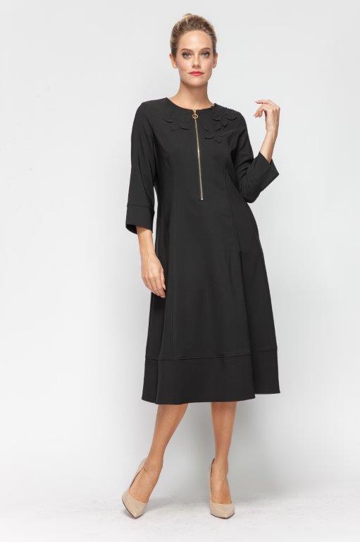 IC Collection 3-Flower Petal Front-Zipper Dress-6783D