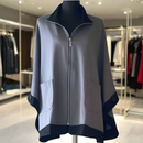 By JJ Two Pocket Zipped Poncho Jacket-PT-123