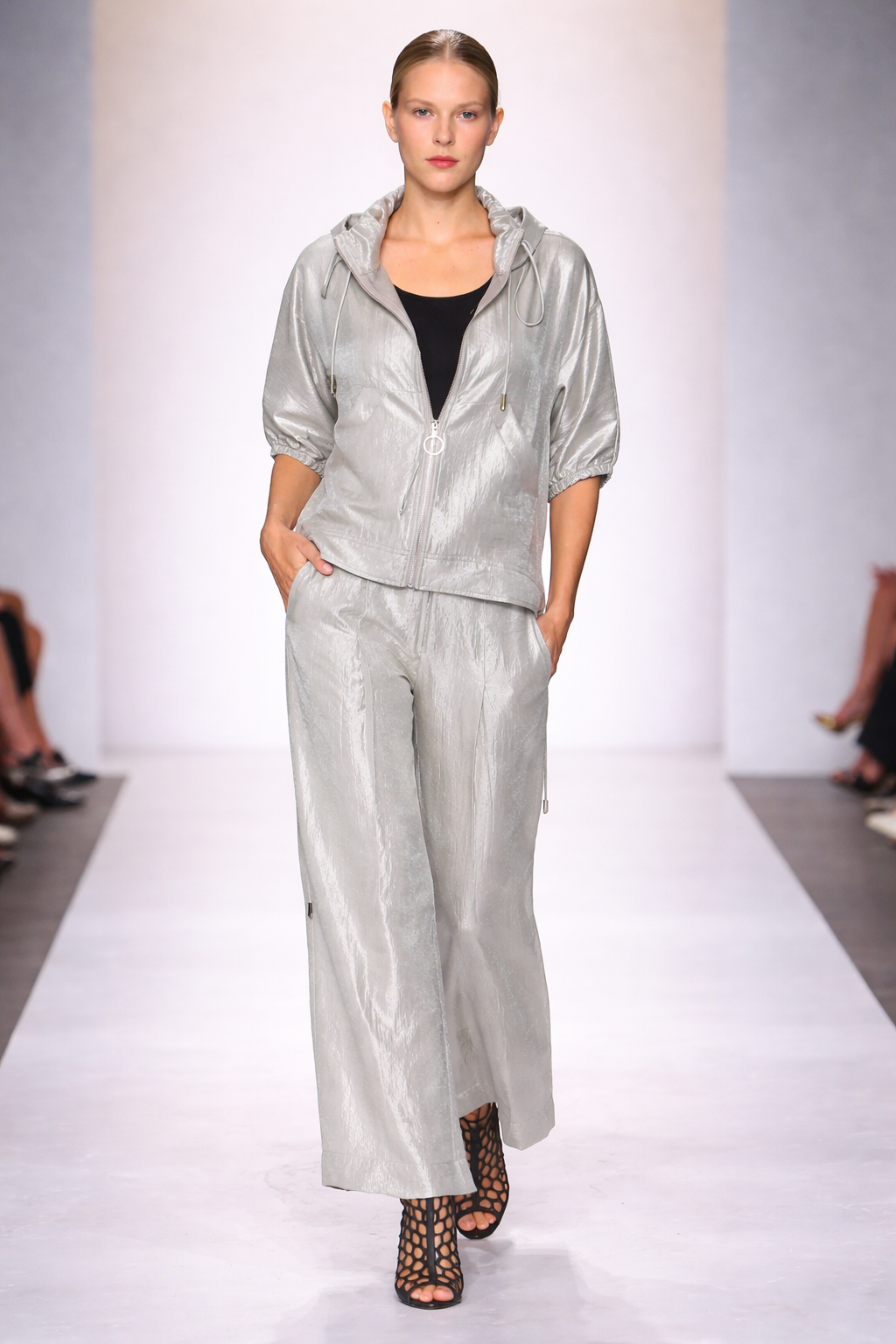 IC Collection Shimmer Zip-Front Jacket-7634J