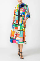 Floral Print Gathered Dress-7005D