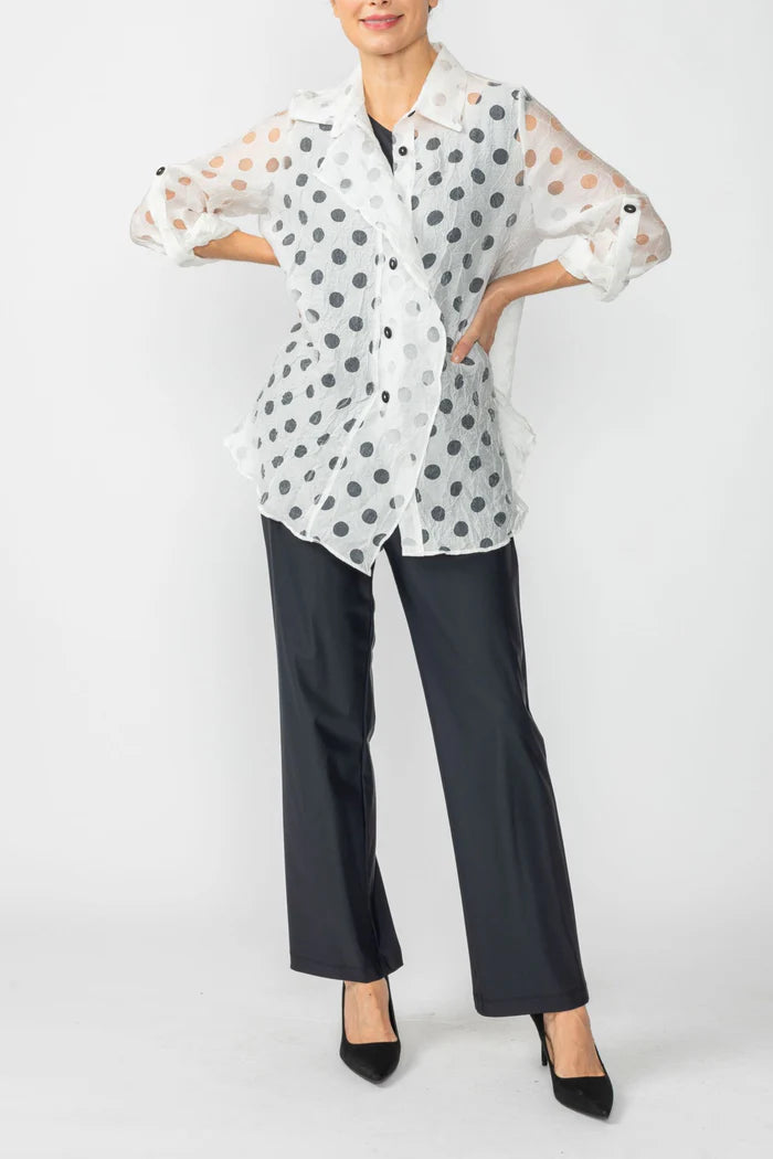 Mesh Polka Dot Blouse-7024B-DUP