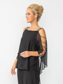 IC Collection Stone Trim Shoulder Poncho-IC-7050T