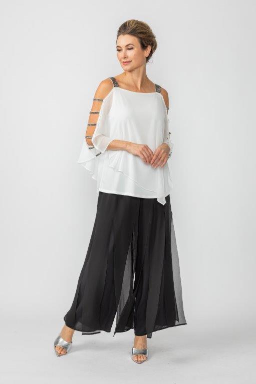 IC Collection Stone Trim Shoulder Poncho-IC-7050T