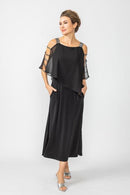 IC Collection Stone Shoulder Cap Dress-IC-7052D