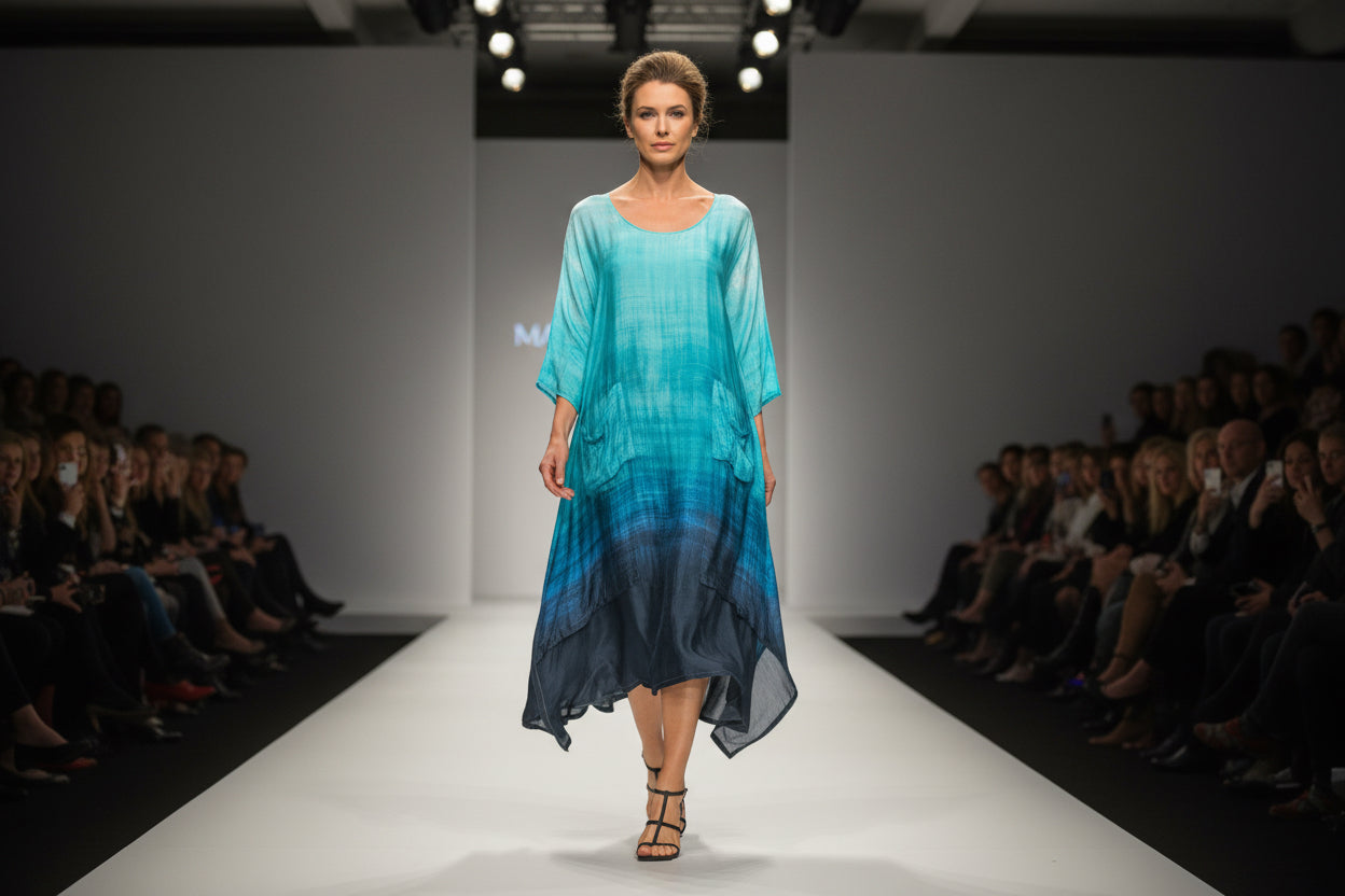 IC Collection Ombrette Bubble Pocket Dress 7053D-BLUE