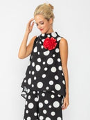 IC Collection Spotted High Cowl Neck Top-IC-7083T