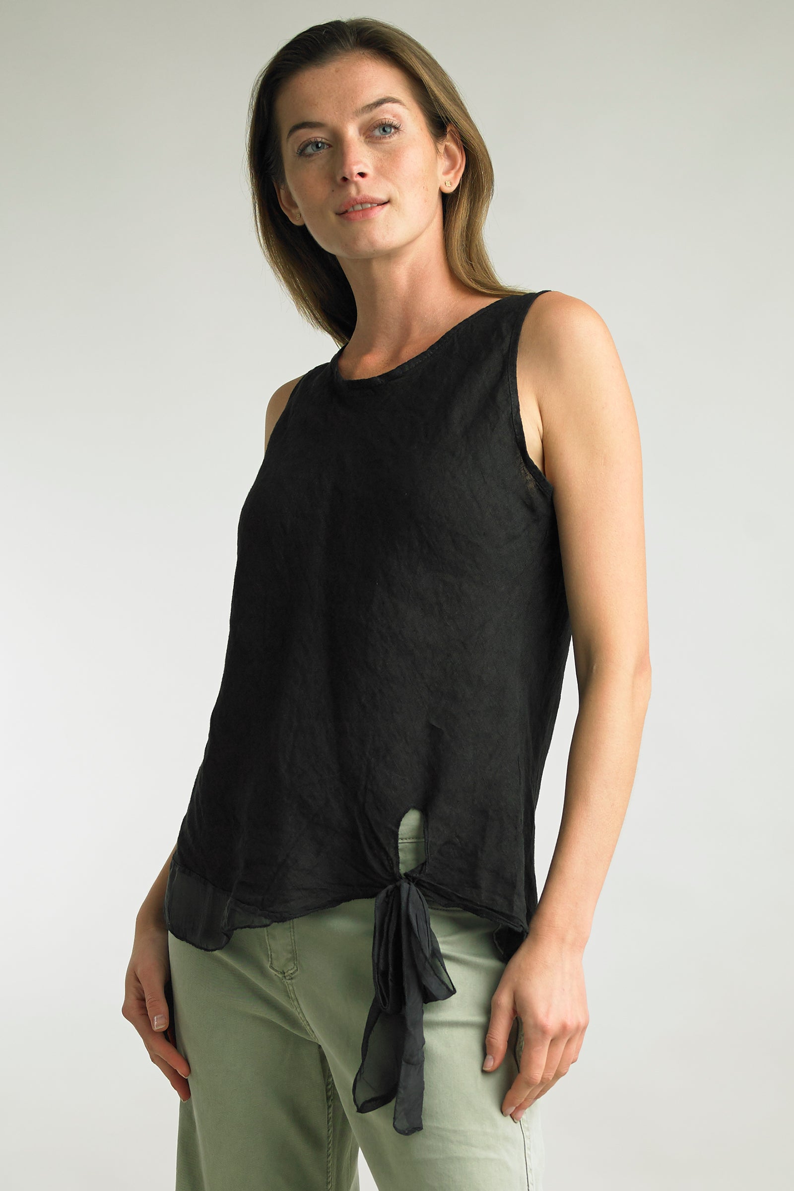 Tempo Paris Bias Silk Linen Top-7094A