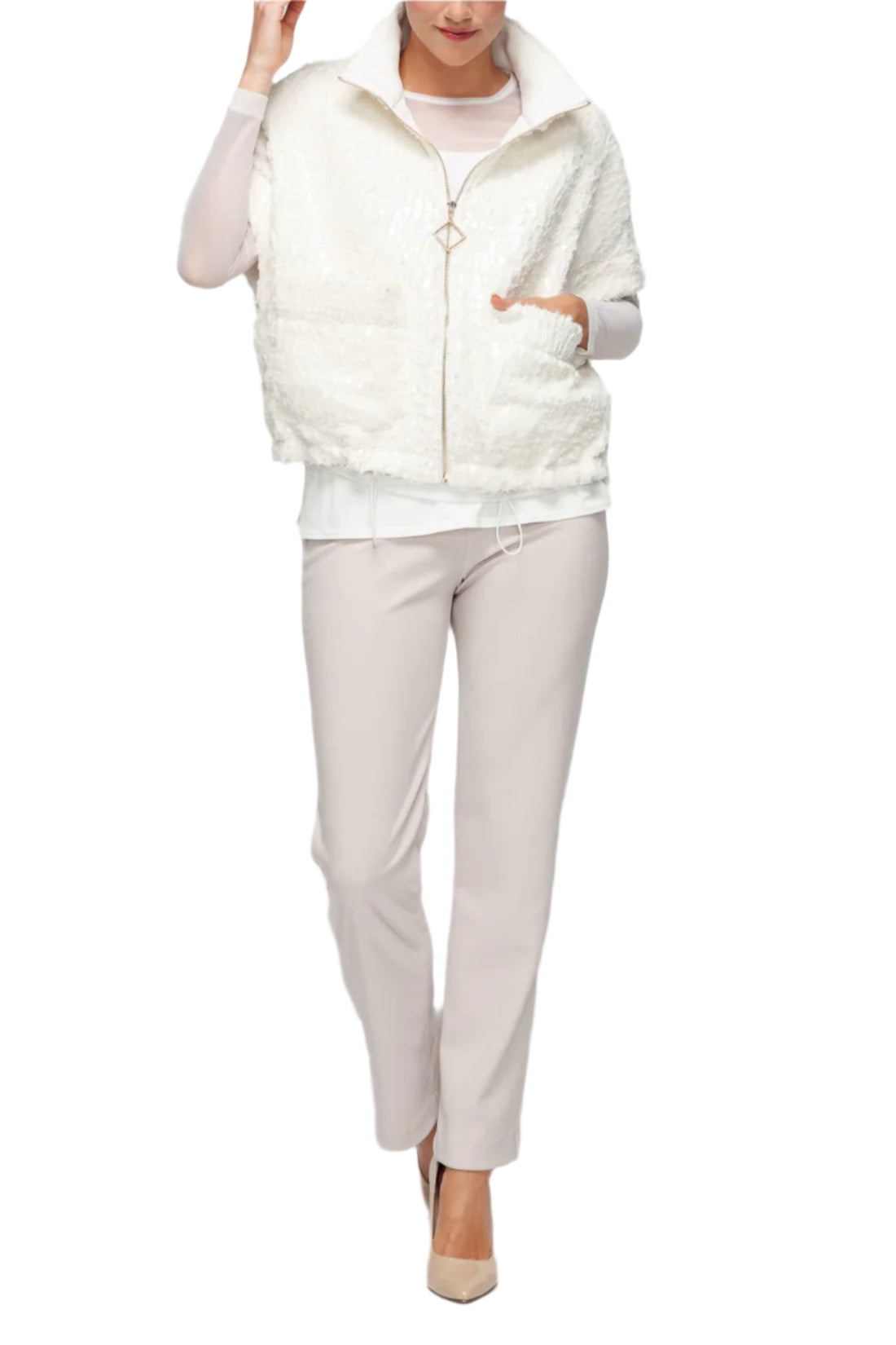 IC Collection Luna Sheen Zip Vest-7144V